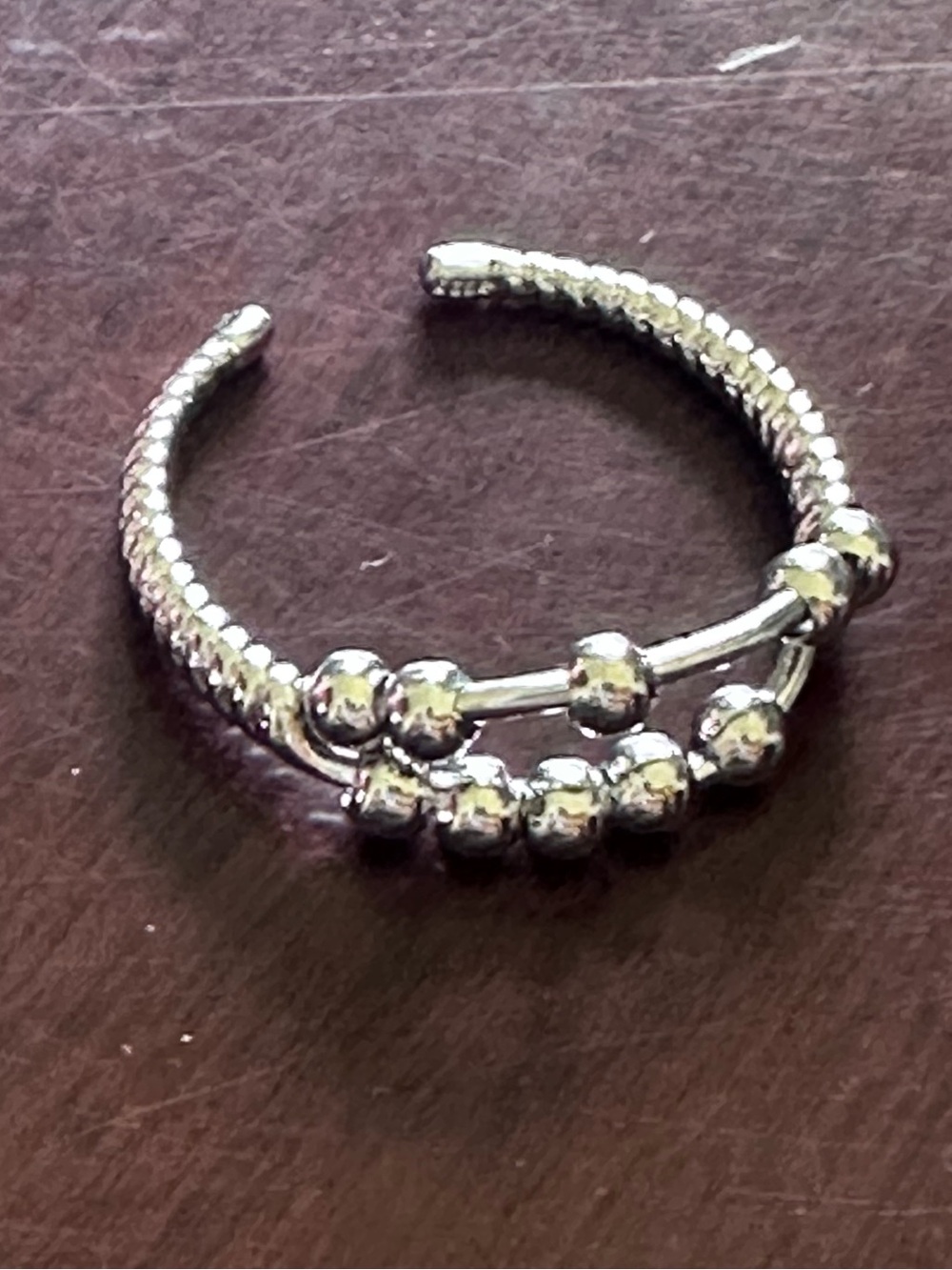 Silver Unisex Mini Bead Fidget Ring